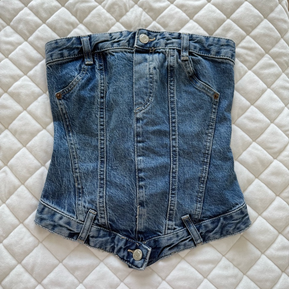 Zara Blue Denim Corset Top